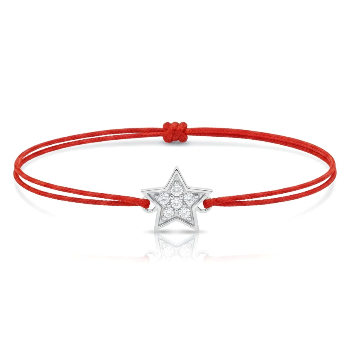 Raudono siūlo apyrankė su deimantais "Žvaigždutė" (159), Siūlo apyrankės, Aukso praba: 585, Gaminio nuotraukoje svoris: 0.94 g, Brangakmenis: Briliantas, Brangakmenio svoris: 0.14 ct, Brangakmenio svoris ct.: 0.10-0.19 ct - Juvelyrika internetu