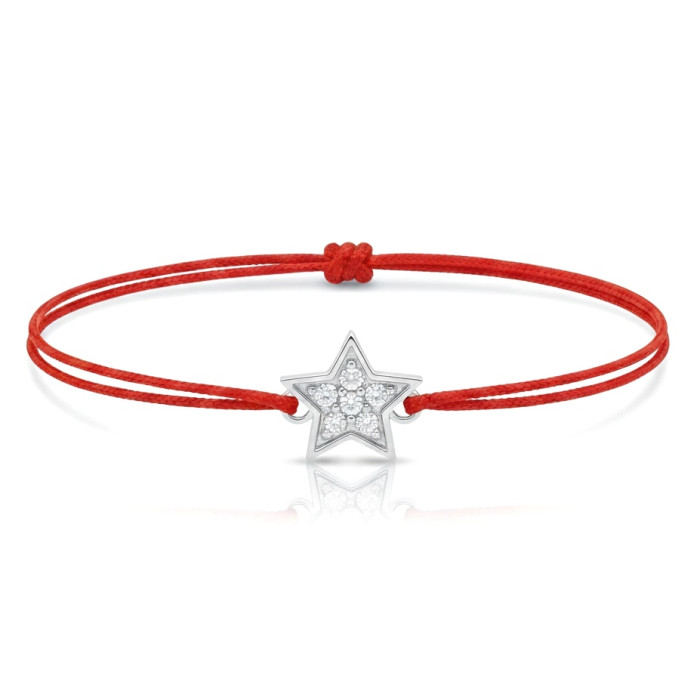 Raudono siūlo apyrankė su deimantais "Žvaigždutė" (159)