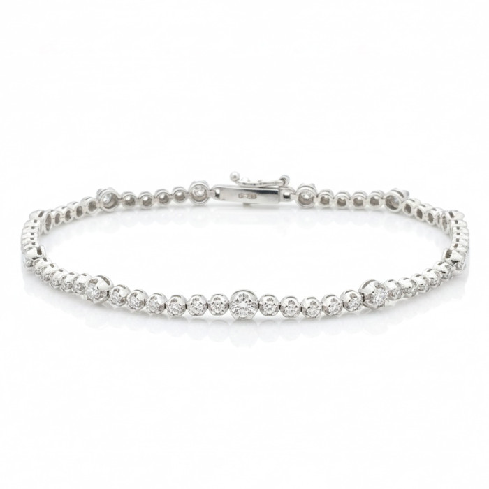 Balto aukso Tennis tipo apyrankė su deimantais (24)