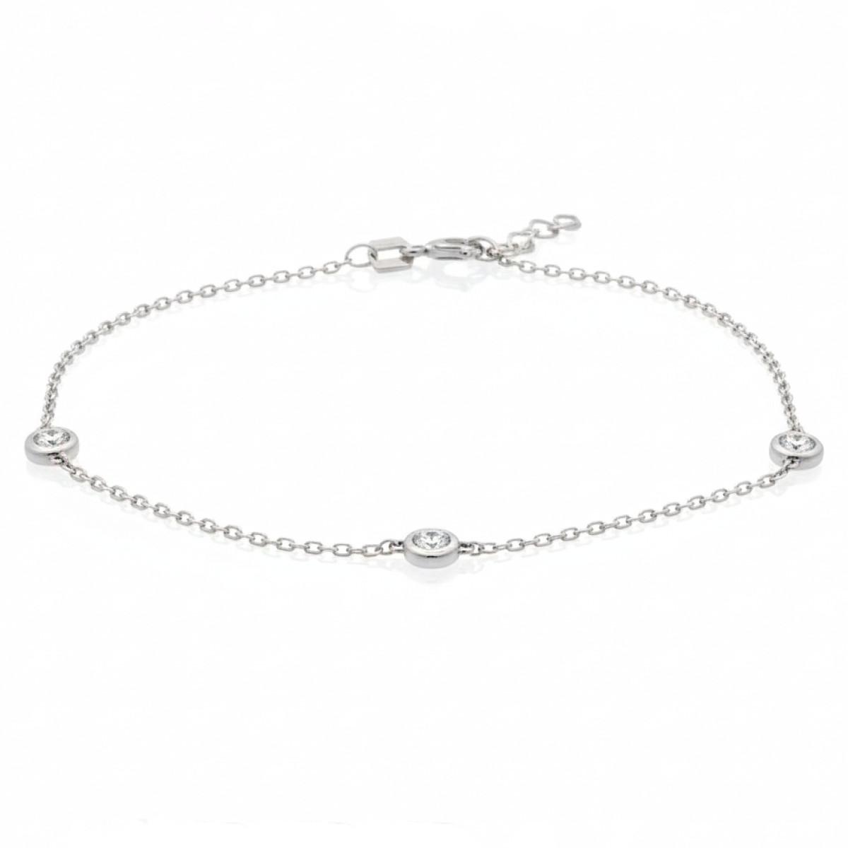 White gold bracelet with diamonds (34), Bracelets, Gold type: 585, Item in the photo weight: 1.05 g, Gemstone: Brilliant, Gemstone ct.: 0.12 ct, Gemstone ct.: 0.10-0.19 ct - Jewelry online