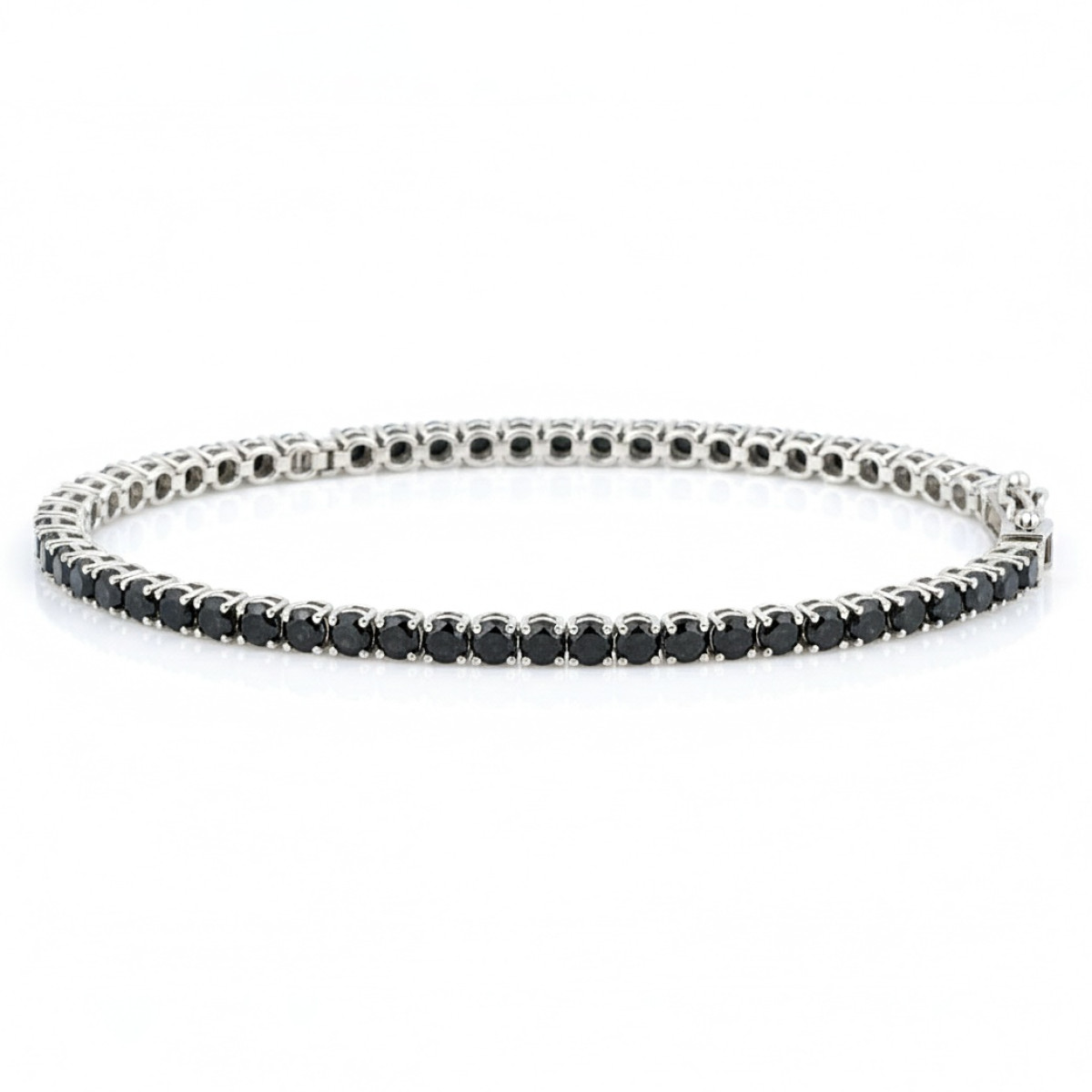 Black Diamond Tennis Bracelet (61), Tennis, Gold type: 750, Item in the photo weight: 10.75 g, Gemstone: Diamond, Gemstone ct.: 7.55 ct, Gemstone ct.: 3.01 - 8.00 ct - Jewelry online