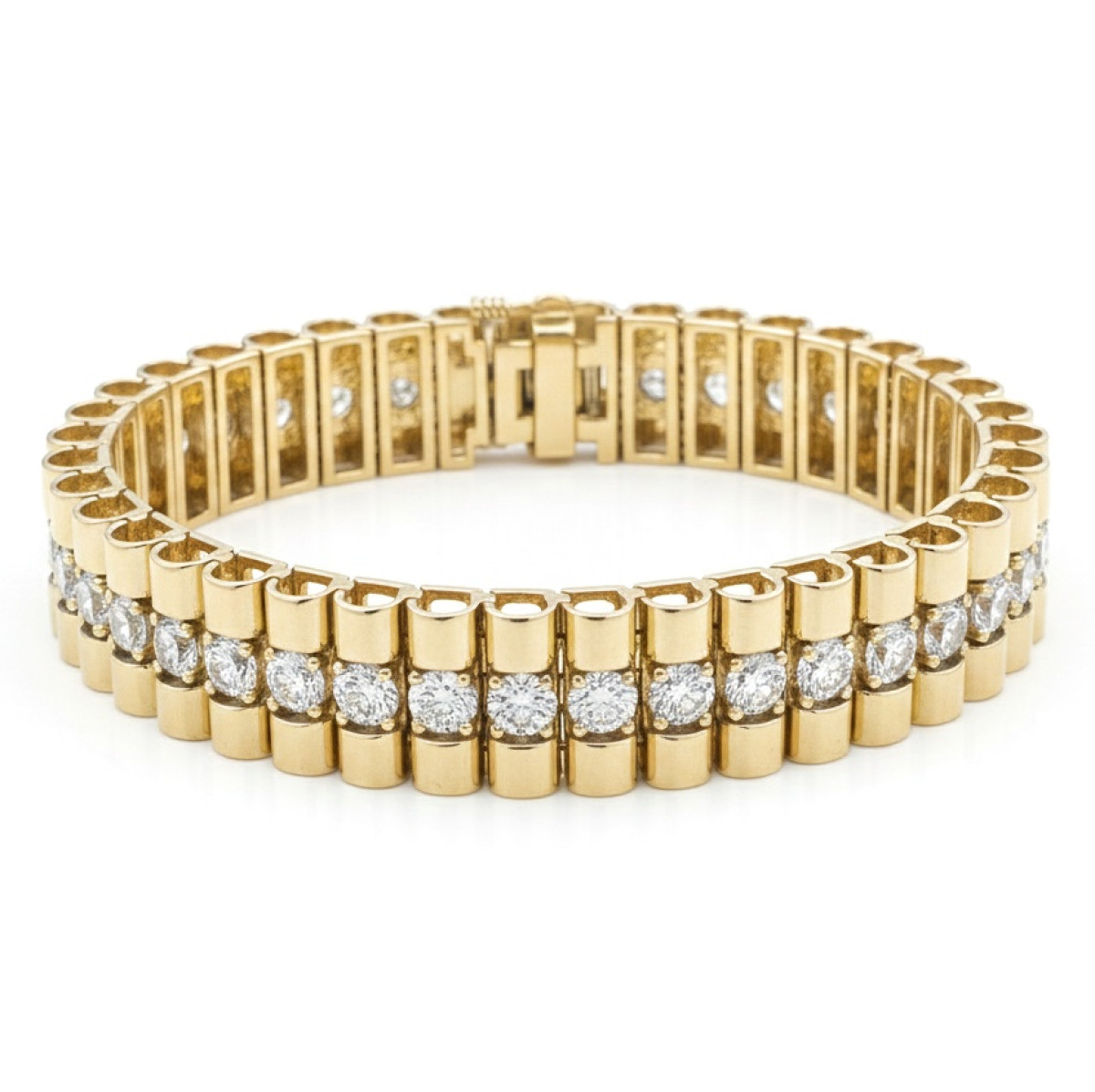 Išskirtinės prabangos apyrankė su deimantais (85), Tennis, Aukso praba: 585, Gaminio nuotraukoje svoris: 45.33 g, Brangakmenis: Briliantas, Brangakmenio svoris: 9.30 ct, Brangakmenio svoris ct.: 3.01 - 4.00 ct - Juvelyrika internetu