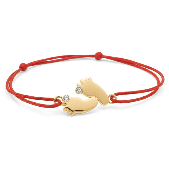 Raudono siūlo apyrankė su deimantais "Pėdutės" (98)