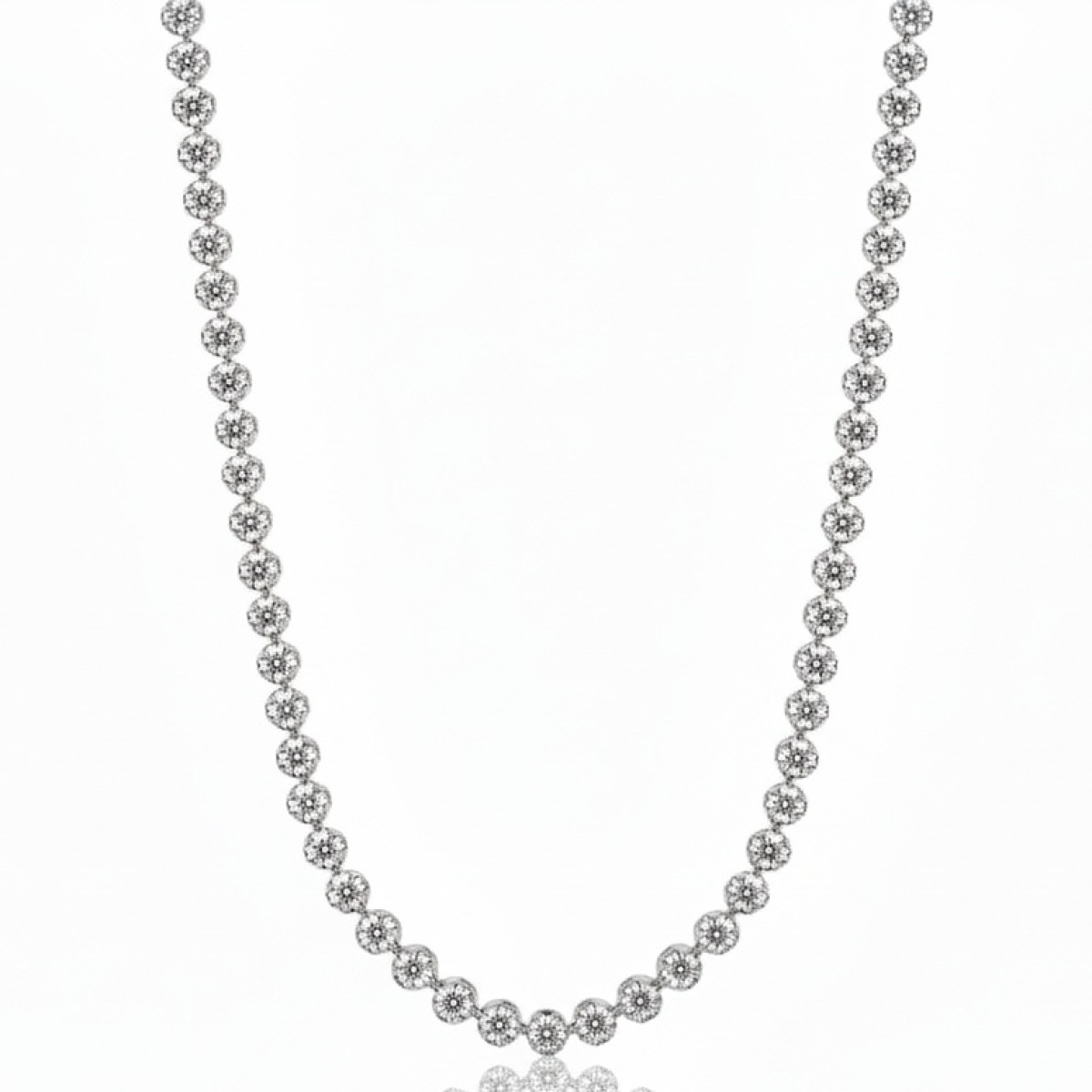 Tennis type gold chain with diamonds (1), Chains, Gold type: 585, Item in the photo weight: 18.61 g, Gemstone: Brilliant, Gemstone ct.: 2.18 ct, Gemstone ct.: 2.01 - 3.00 ct,  Number of holes: 153 vnt. - Jewelry online