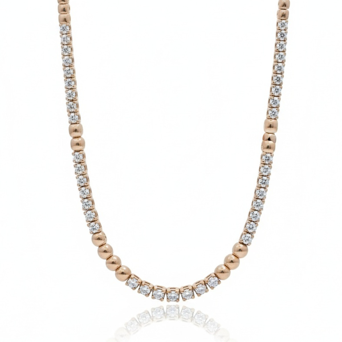Luxurious Tennis necklace with diamonds (10), Chains, Gold type: 585, Item in the photo weight: 12.03 g, Gemstone: Brilliant, Gemstone ct.: 0.70-1.50 ct, Gemstone ct.: 1.00 ct - Jewelry online
