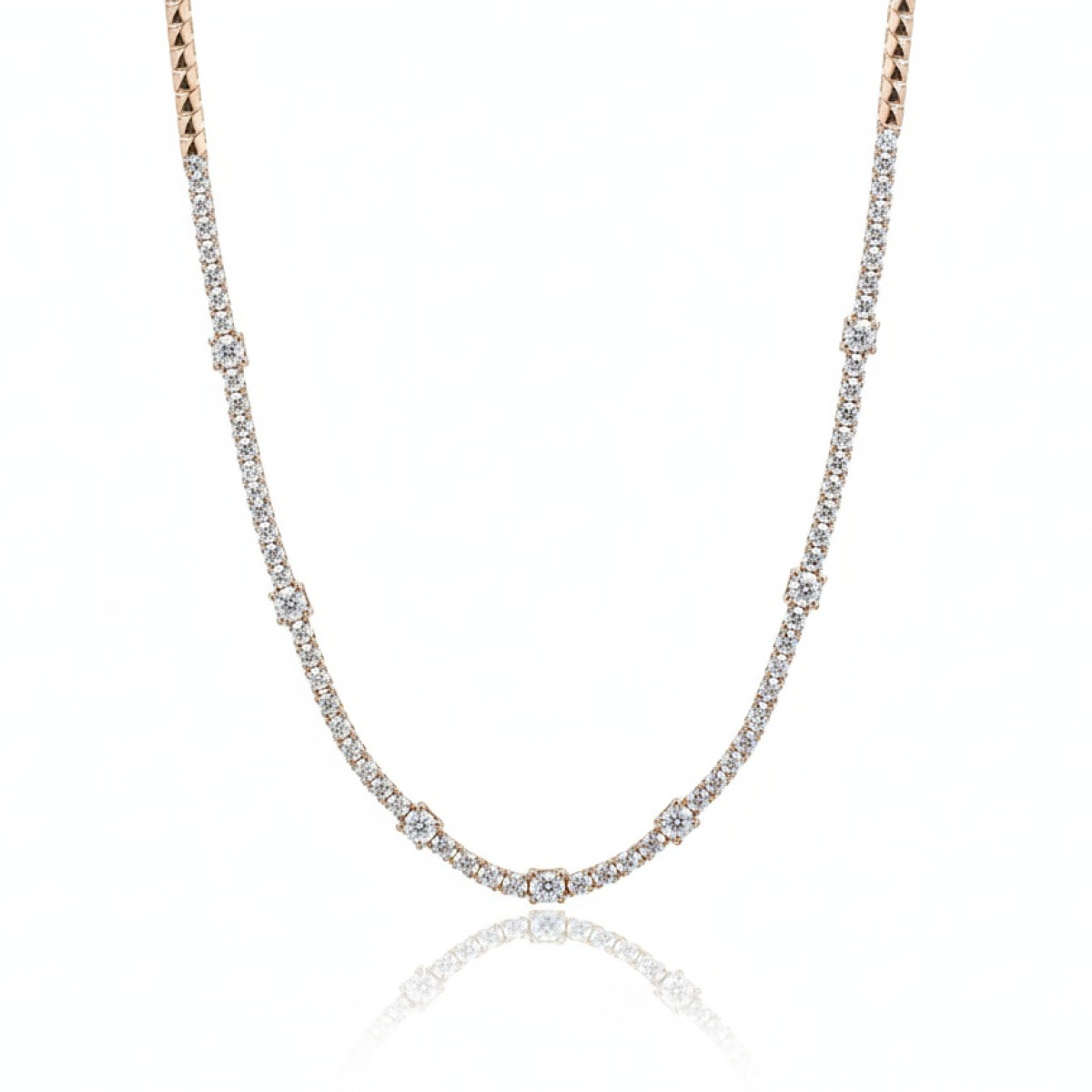 Luxurious Tennis chain with diamonds (11), Chains, Gold type: 585, Item in the photo weight: 12.06 g, Gemstone: Brilliant, Gemstone ct.: 2.01 - 3.00 ct, Gemstone ct.: 2.10 ct - Jewelry online