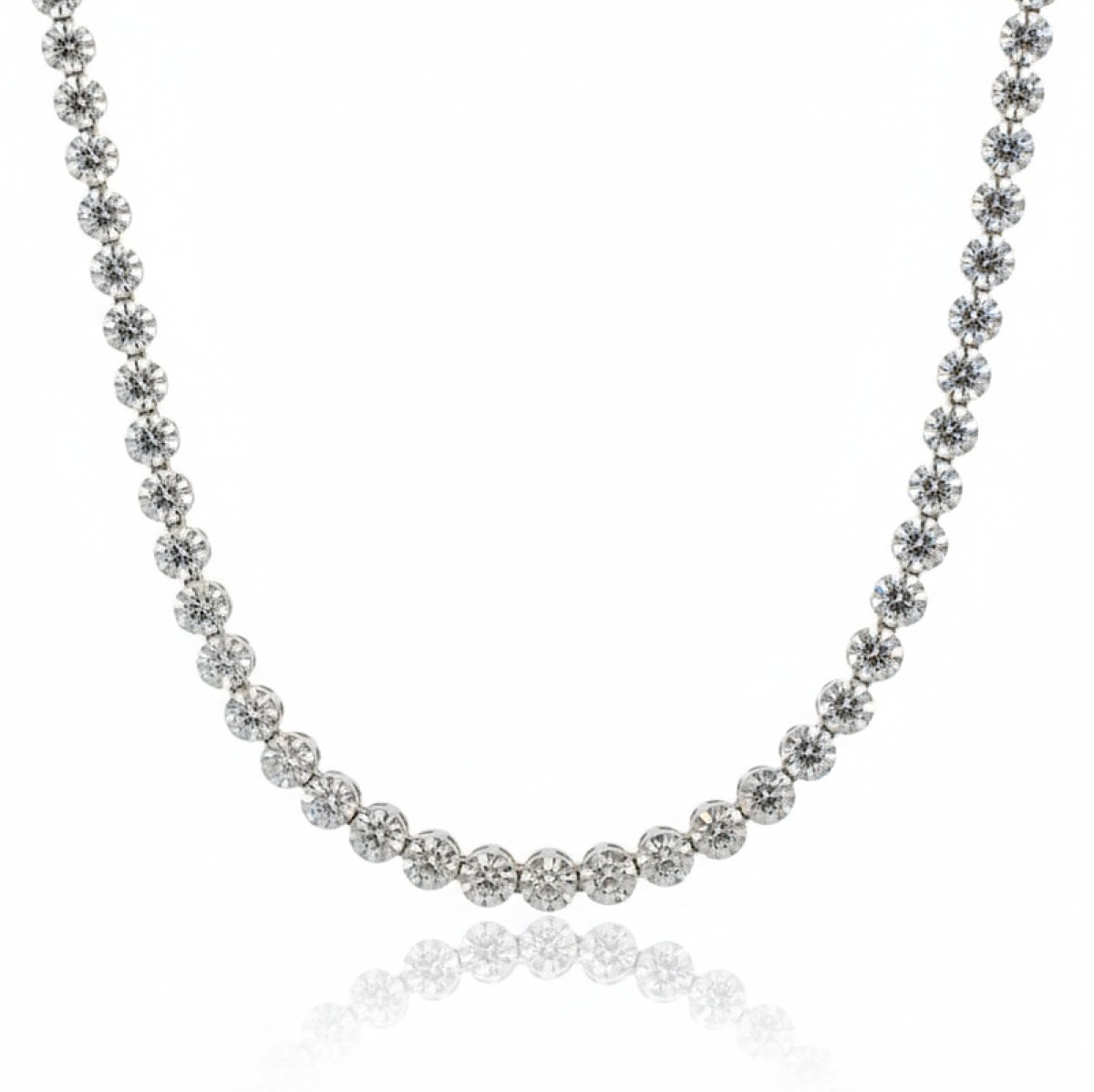 Tennis type gold chain with diamonds (2), Chains, Gold type: 585, Item in the photo weight: 22.85 g, Gemstone: Brilliant, Gemstone ct.: 0.70-1.50 ct, Gemstone ct.: 1.04 ct,  Number of holes: 126 vnt. - Jewelry online