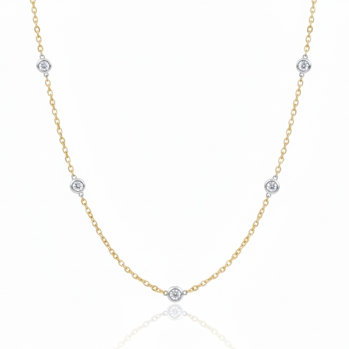Yellow gold chain with diamonds (3), Chains, Gold type: 585, Item in the photo weight: 3.17 g, Gemstone: Brilliant, Gemstone ct.: 0.20-0.29 ct, Gemstone ct.: 0.20 ct,  Number of holes: 5 vnt. - Jewelry online