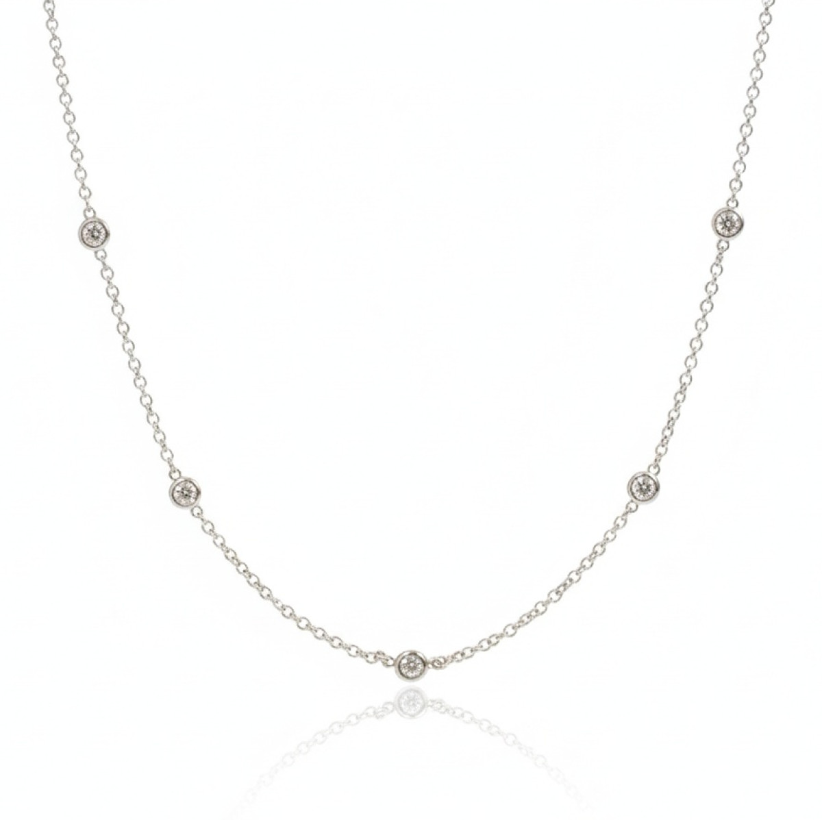 White gold chain with diamonds (4), Chains, Gold type: 585, Item in the photo weight: 3.25 g, Gemstone: Brilliant, Gemstone ct.: 0.20-0.29 ct, Gemstone ct.: 0.20 ct - Jewelry online