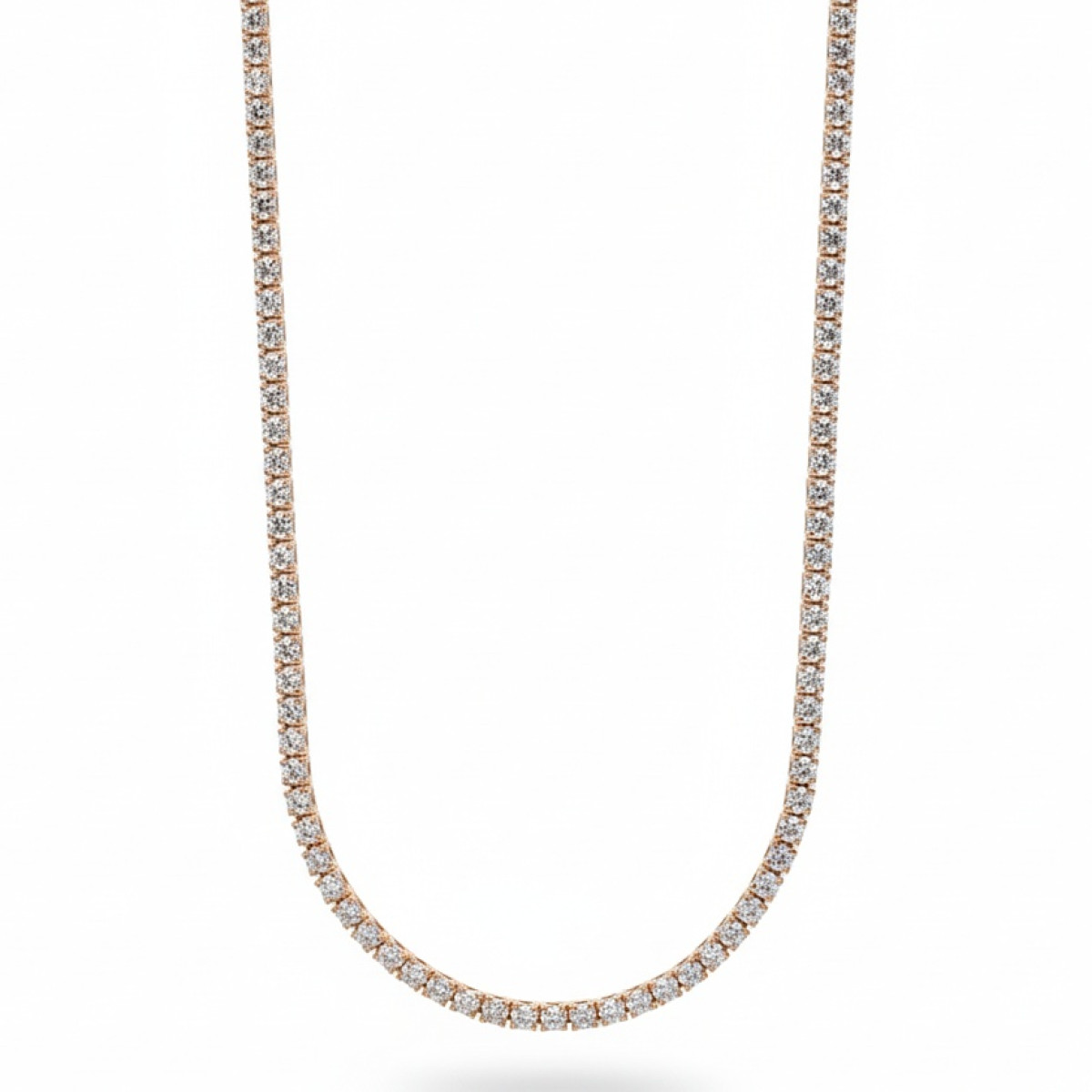 Rose gold Tennis necklace with diamonds (7), Chains, Gold type: 585, Item in the photo weight: 13.01 g, Gemstone: Brilliant, Gemstone ct.: 4.40 ct, Gemstone ct.: 3.01 - 4.00 ct - Jewelry online