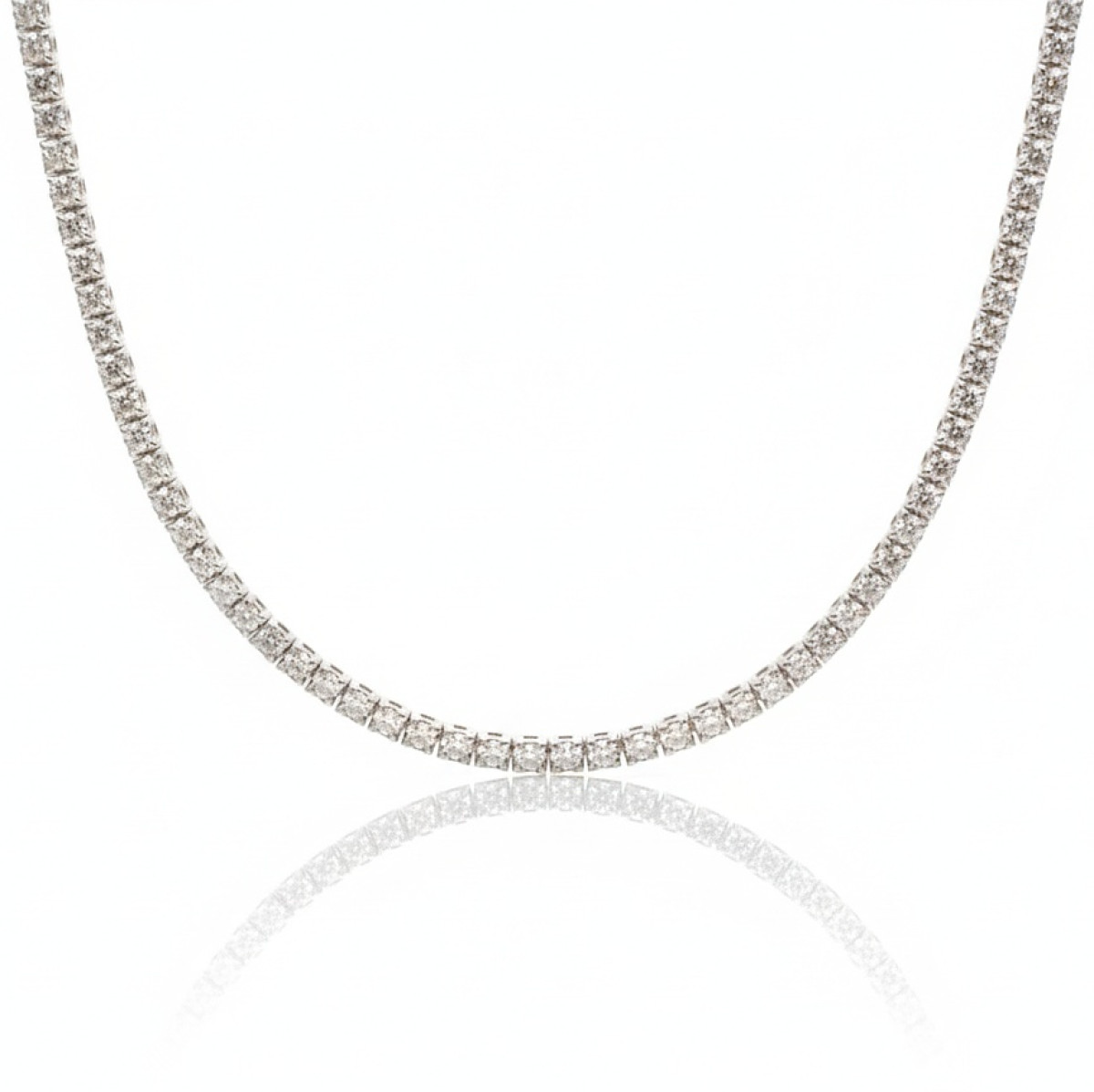 White gold Tennis necklace with diamonds (6), Chains, Gold type: 585, Item in the photo weight: 12.39 g, Gemstone: Brilliant, Gemstone ct.: 3.20 ct, Gemstone ct.: 3.01 - 4.00 ct - Jewelry online