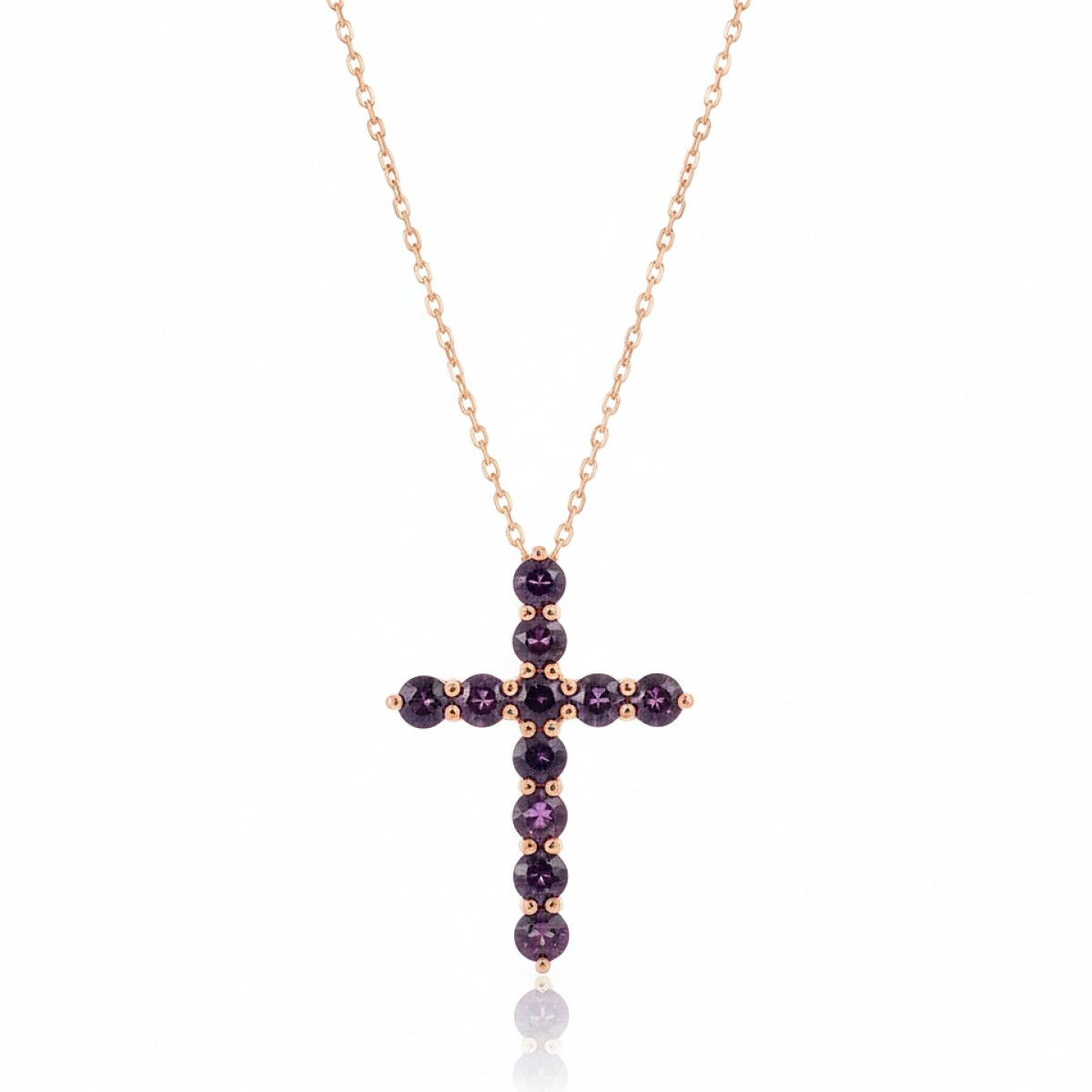  Gold chain with cross pendant decorated with sapphires (102), Crosses, Gold type: 585, Item in the photo weight: 2.27 g, Gemstone: Sapphire, Gemstone ct.: 0.80 ct, Gemstone ct.: 0.70-1.50 ct - Jewelry online