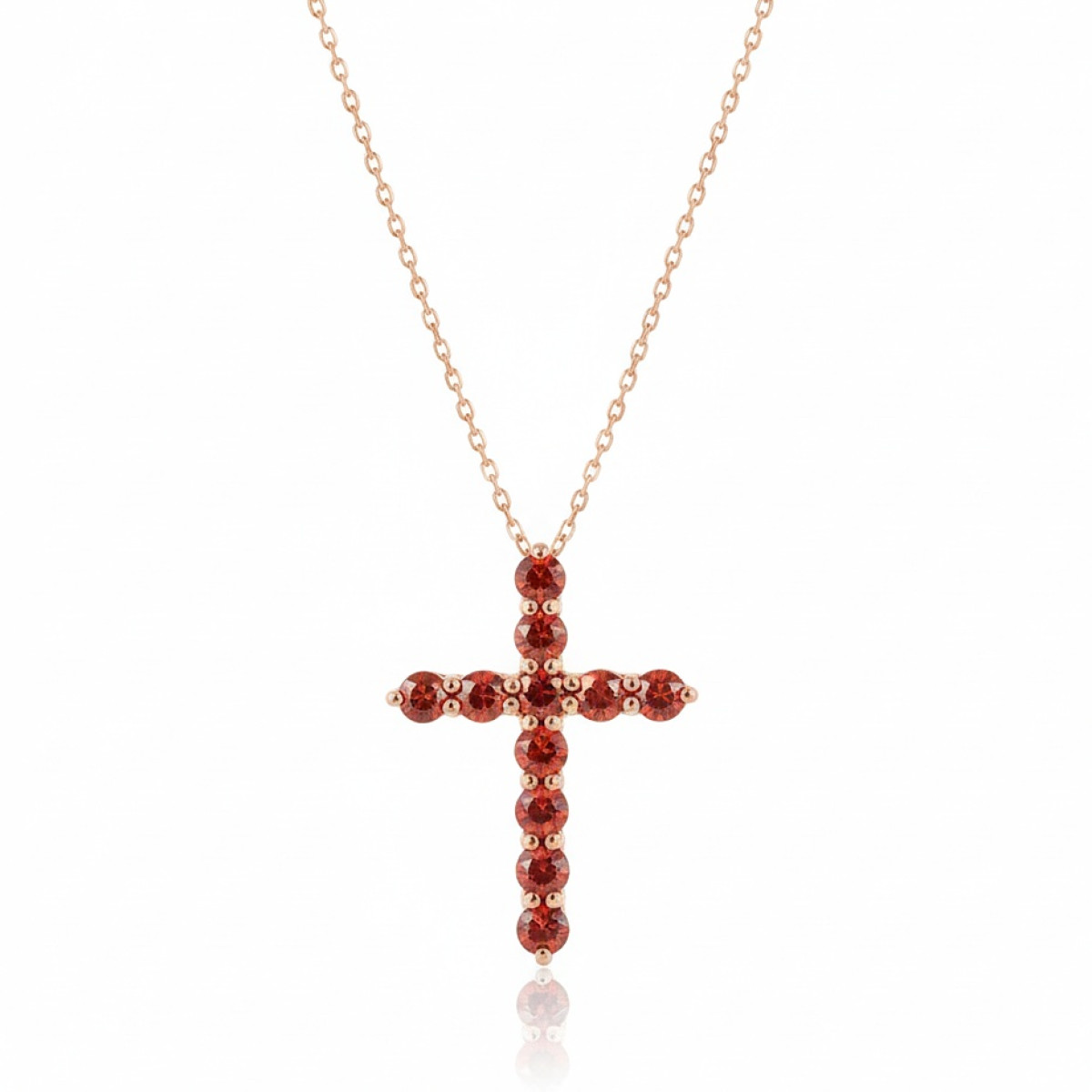  Gold chain with cross pendant decorated with sapphires (103), Crosses, Gold type: 585, Item in the photo weight: 2.31 g, Gemstone: Sapphire - Jewelry online