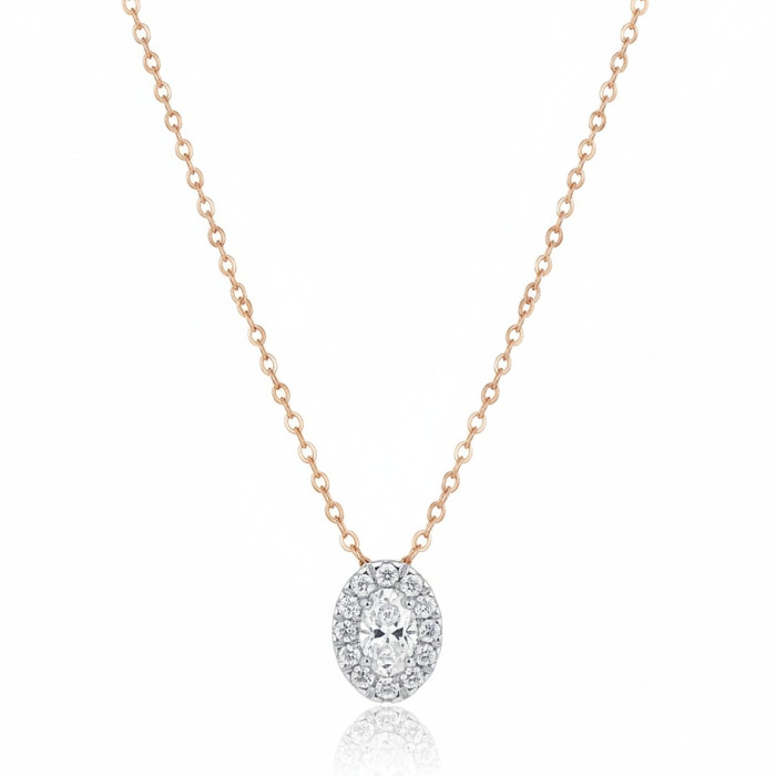 Ovāls kulons ar briljantiem un zelta ķēdīti (pa128)