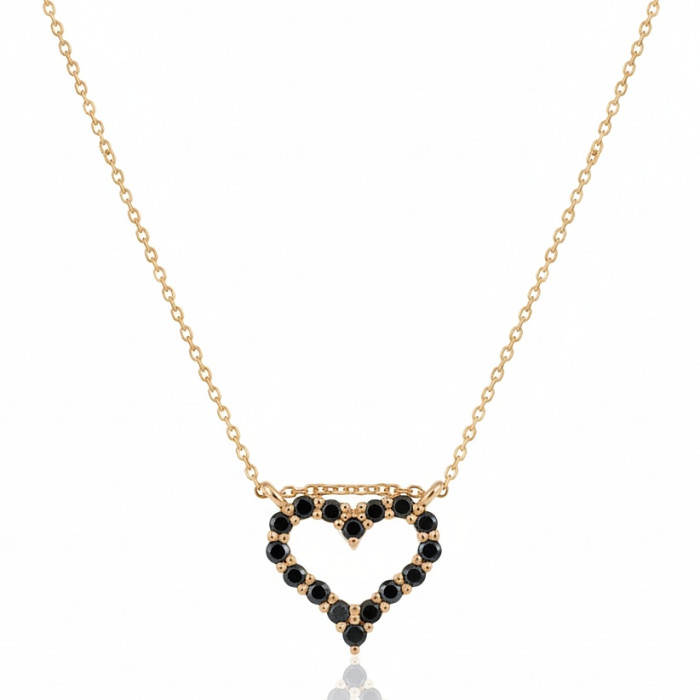  Chain decorated with a heart of black diamonds (155)