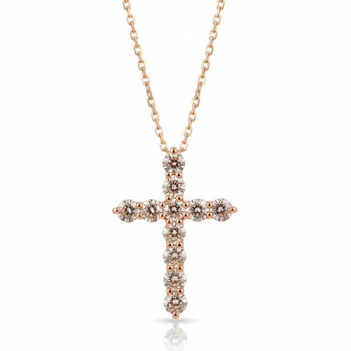  Cognac Diamond Cross Chain (211), Crosses, Gold type: 585, Item in the photo weight: 5.15 g, Gemstone: Brilliant, Gemstone ct.: 1.95 ct, Gemstone ct.: 1.51-2.00 ct - Jewelry online