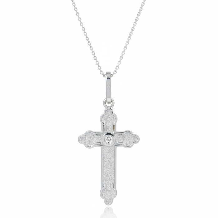  White gold chain with cross and diamond (227)
