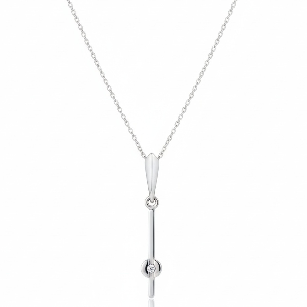  White gold chain with pendant (232), Modern, Gold type: 585, Item in the photo weight: 2.39 g, Gemstone: Brilliant, Gemstone ct.: 0.02 ct, Gemstone ct.: 0.01-0.09 ct - Jewelry online