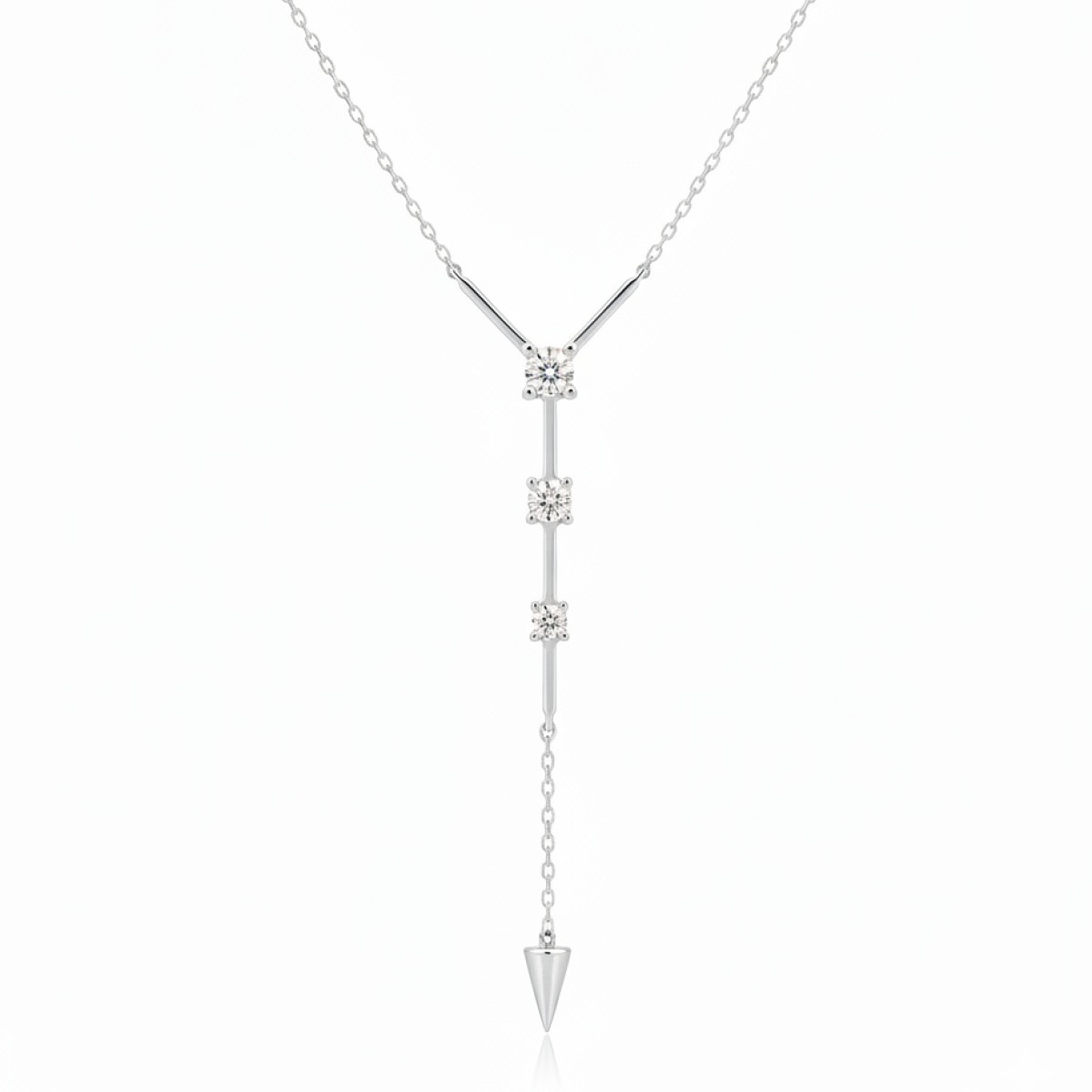 Gold chain with long pendant decorated with diamonds (306), Modern, Gold type: 585, Item in the photo weight: 2.22 g, Gemstone: Brilliant, Gemstone ct.: 0.01-0.09 ct, Gemstone ct.: 0.04 ct - Jewelry online