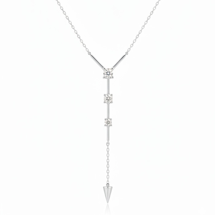 Gold chain with long pendant decorated with diamonds (306)