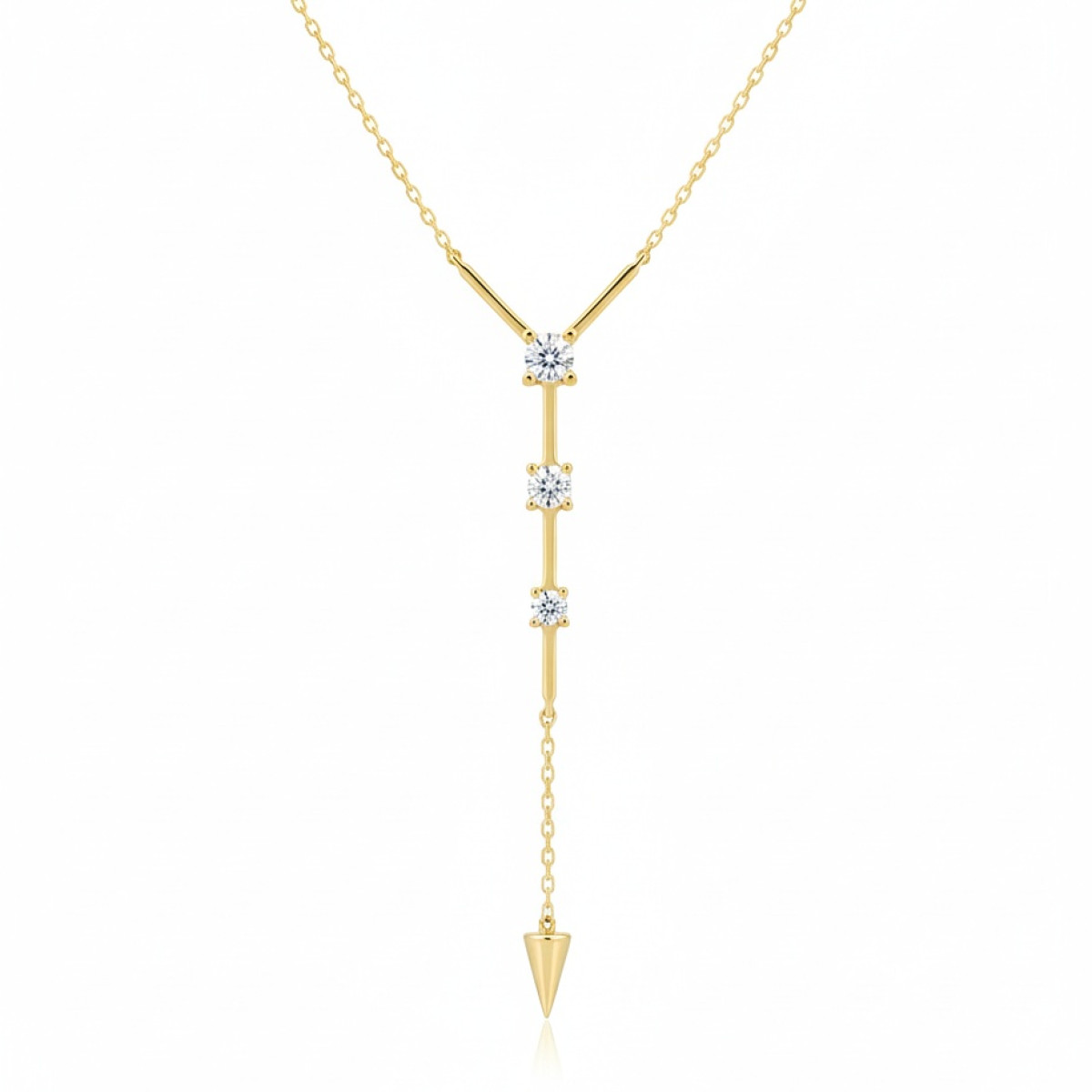 Gold chain with long pendant decorated with diamonds (305), Modern, Gold type: 585, Item in the photo weight: 2.25 g, Gemstone: Brilliant, Gemstone ct.: 0.01-0.09 ct, Gemstone ct.: 0.04 ct - Jewelry online