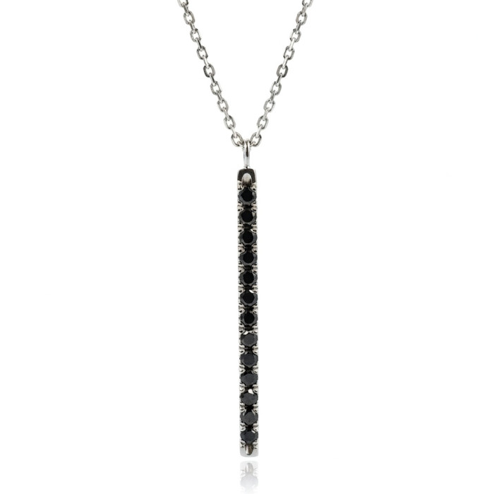 White Gold Chain with Black Diamond Pendant (338)
