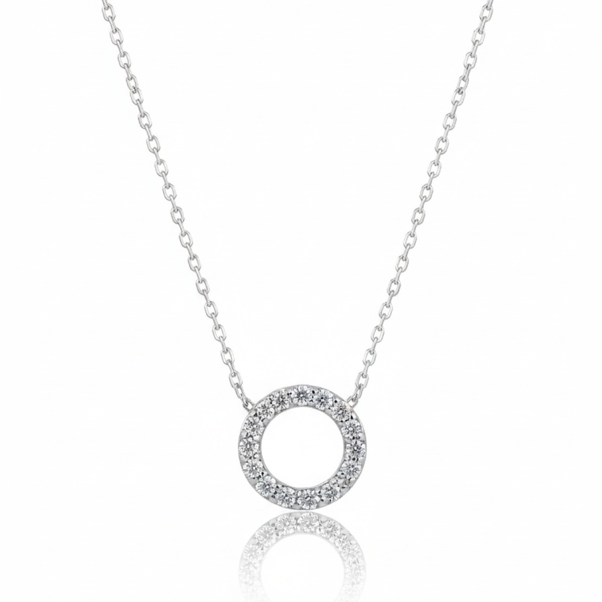  White gold chain with round diamond pendant (260), Modern, Gold type: 585, Item in the photo weight: 1.83 g, Gemstone: Brilliant, Gemstone ct.: 0.18 ct, Gemstone ct.: 0.10-0.19 ct - Jewelry online