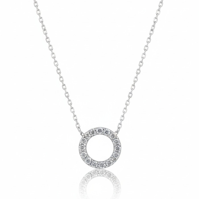  White gold chain with round diamond pendant (260)