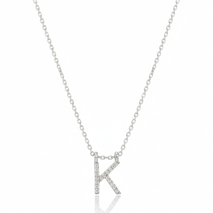 White gold chain with diamond letter "K" (390)