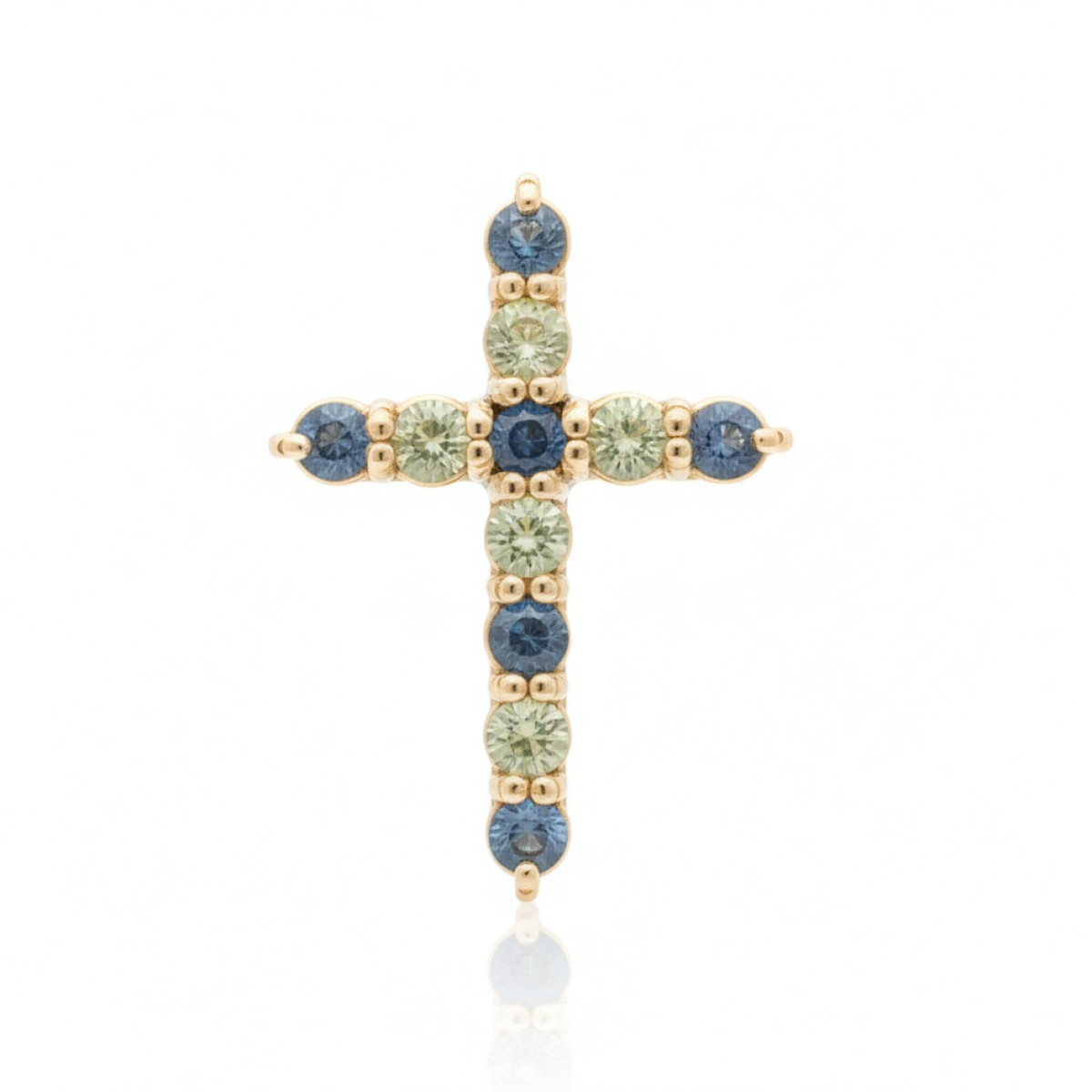Cross pendant with coloured sapphires (344), Pendants, Gold type: 585, Item in the photo weight: 2.89 g, Gemstone: Sapphire, Gemstone ct.: 1.40 ct, Gemstone ct.: 0.70-1.50 ct - Jewelry online