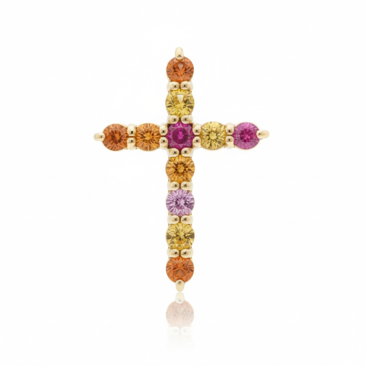 Cross pendant with coloured sapphires (345), Pendants, Gold type: 585, Item in the photo weight: 2.73 g, Gemstone: Sapphire, Gemstone ct.: 1.50 ct, Gemstone ct.: 0.70-1.50 ct - Jewelry online