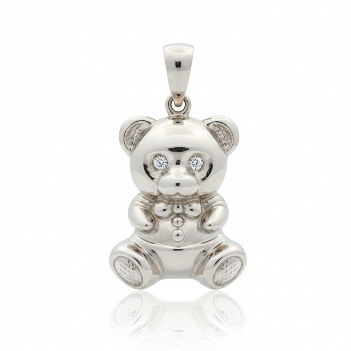 White gold pendant with diamonds "Teddy" (389), Pendants, Gold type: 585, Item in the photo weight: 6.17 g, Gemstone: Brilliant, Gemstone ct.: 0.01-0.09 ct, Gemstone ct.: 0.02 ct - Jewelry online