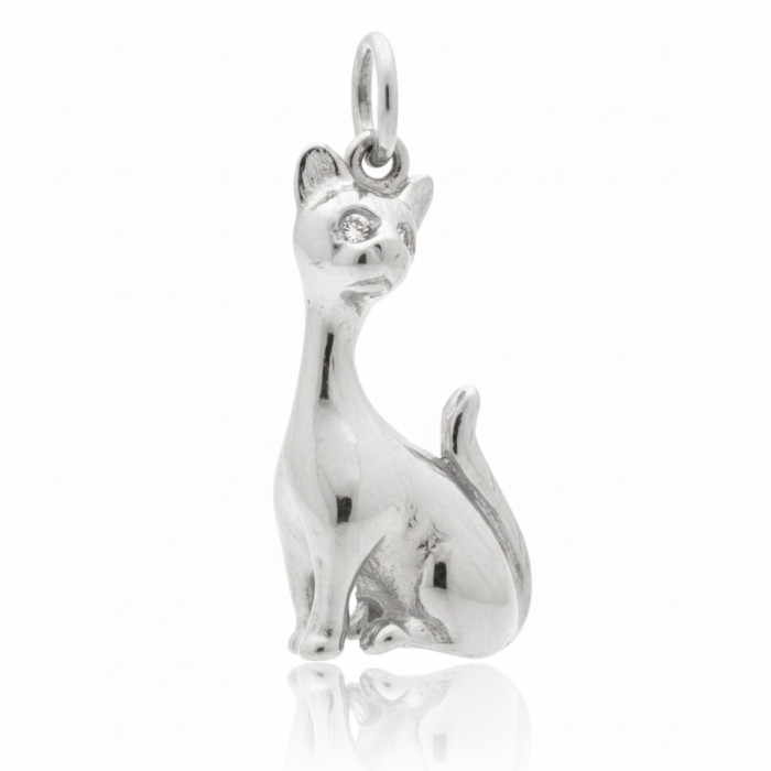 White gold pendant with diamonds "Cat" (400)