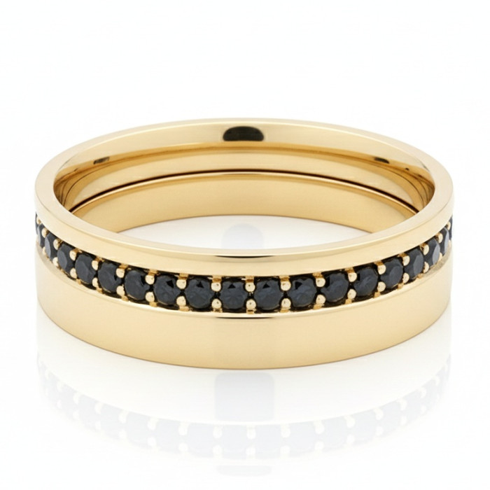 Gold ring with black diamonds (2608)