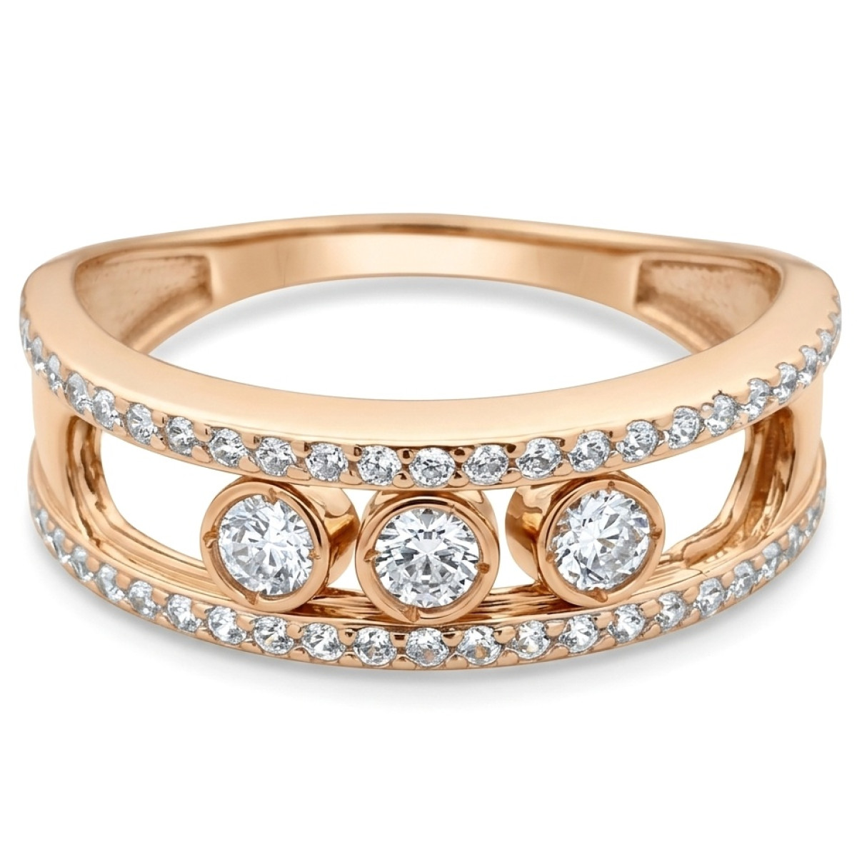  Gold ring with moving eyes (1116), With Gemstones, Gold type: 585, Item in the photo weight: 3.26 g, Gemstone: Zircon - Jewelry online