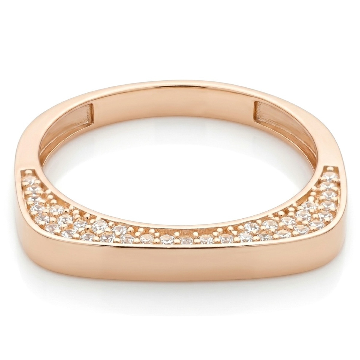 Ekskluzīvs gredzens ar cilpām malā (1152), Ar acīm, Zelta standarts: 585, Produkta foto svars: 2.50 g, Dārgakmeņi: Cirkons - Rotājumlietas internetā