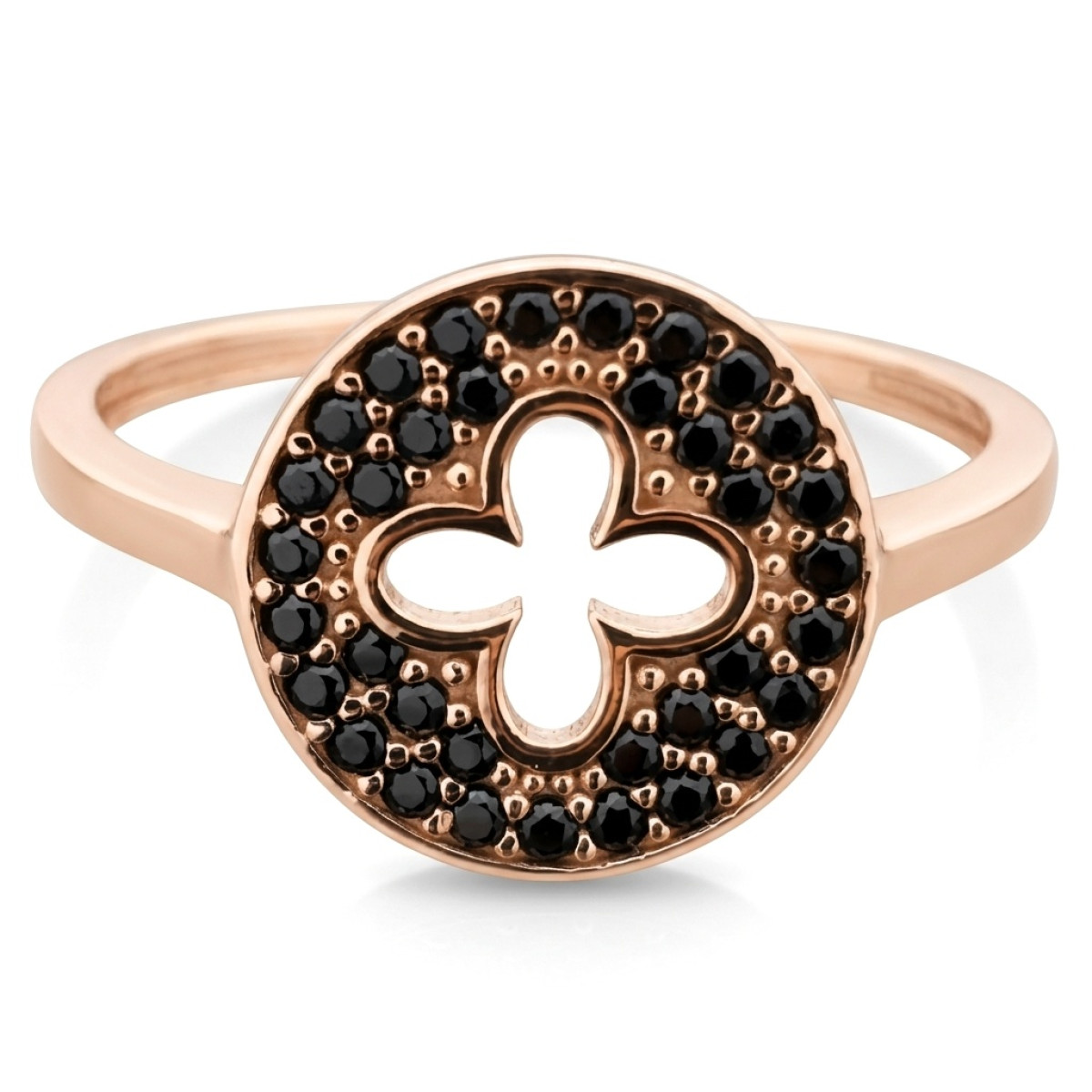 Gold ring with black eyes , With Gemstones, Gold type: 585, Item in the photo weight: 1.65 g, Gemstone: Zircon - Jewelry online