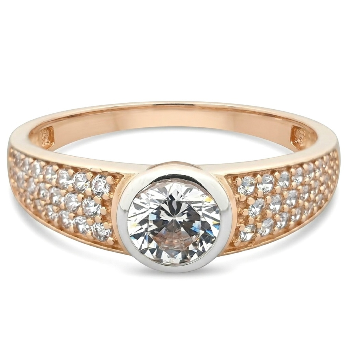 Ladies gold ring with eyes (1754), With Gemstones, Gold type: 585, Item in the photo weight: 3.07 g, Gemstone: Zircon - Jewelry online
