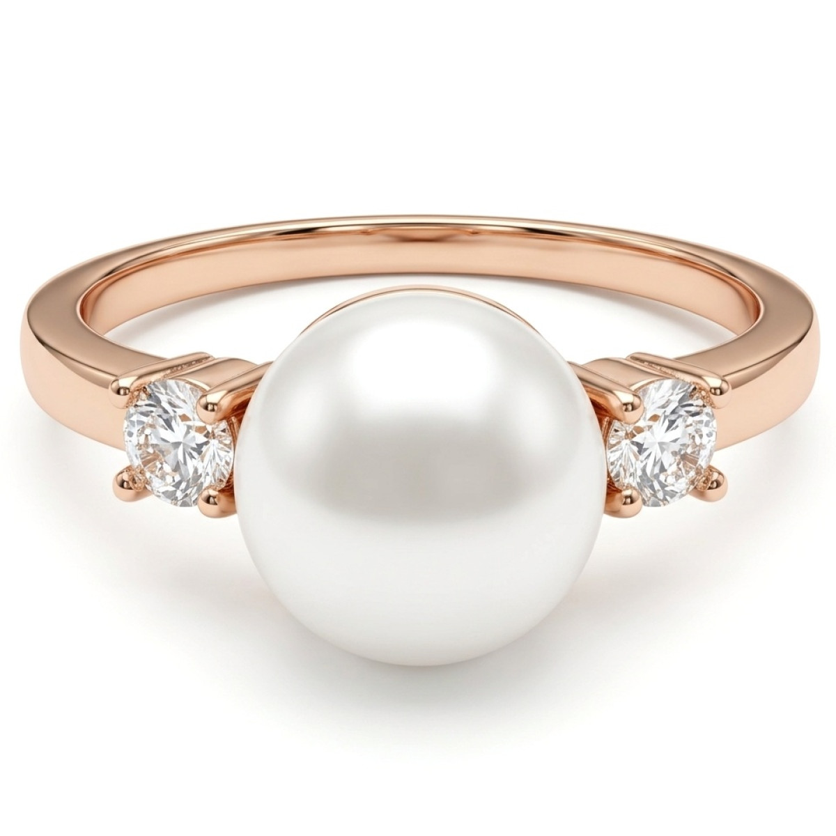 Auksinis žiedas su perlu ir akutėmis (1918), Su akutėmis, Aukso praba: 585, Gaminio nuotraukoje svoris: 2.28 g, Brangakmenis: Perlas,  Cirkonis - Juvelyrika internetu