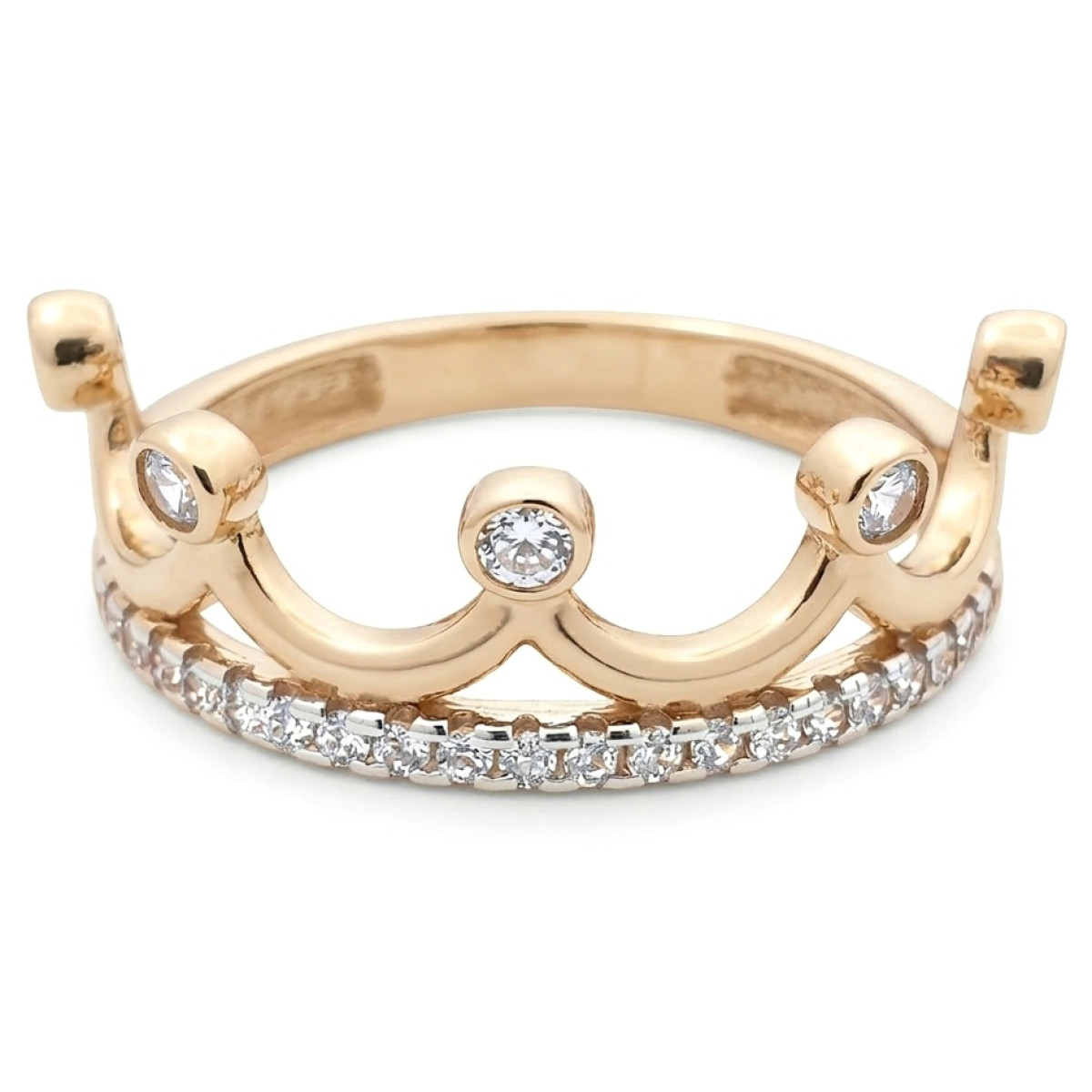 Zelta gredzens "Krons" (1936), Ar acīm, Zelta standarts: 585, Produkta foto svars: 1.66 g, Dārgakmeņi: Cirkons - Rotājumlietas internetā