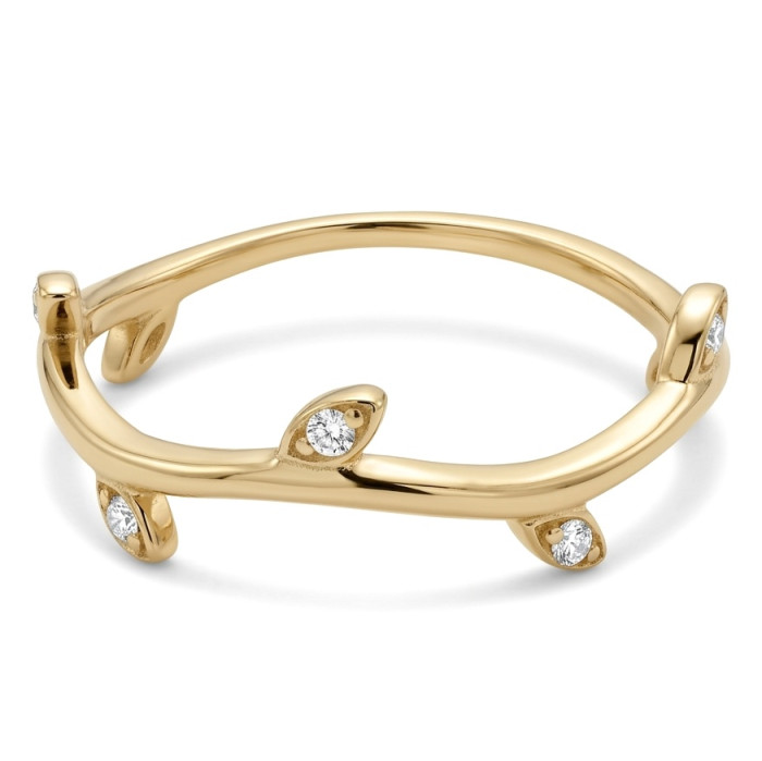 Minimalistinis auksinis žiedas su akutėmis (1951)