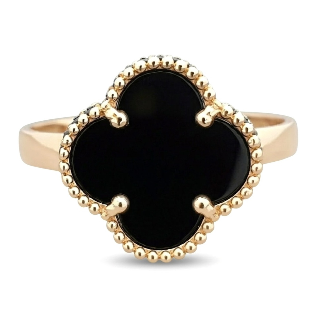 Zelta gredzens "Melnais āboliņš" (1980), Bez cilpām, Zelta standarts: 585, Produkta foto svars: 2.69 g - Rotājumlietas internetā