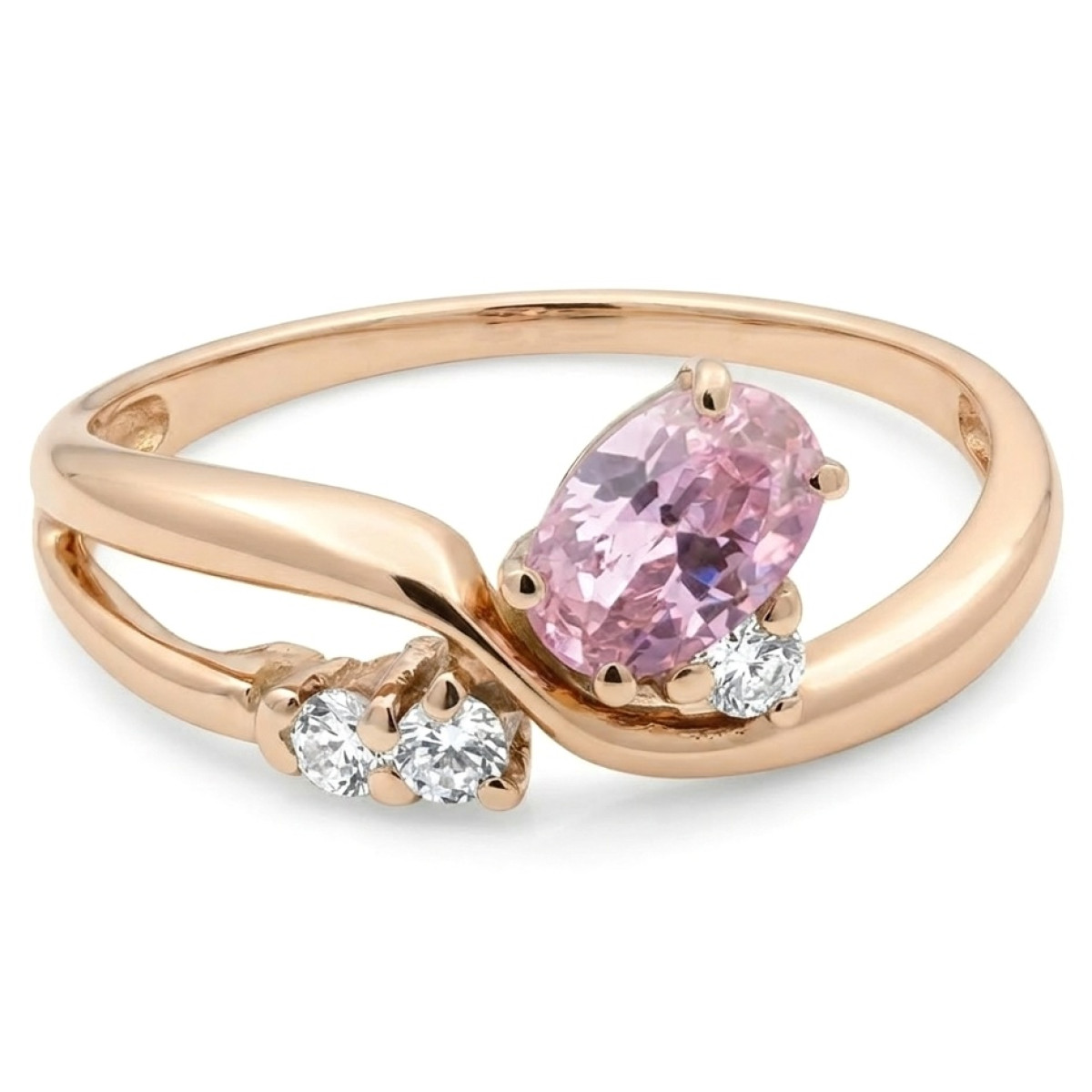 Zelta gredzens ar rozā acīm (297), Ar acīm, Zelta standarts: 585, Produkta foto svars: 2.65 g, Dārgakmeņi: Cirkons - Rotājumlietas internetā