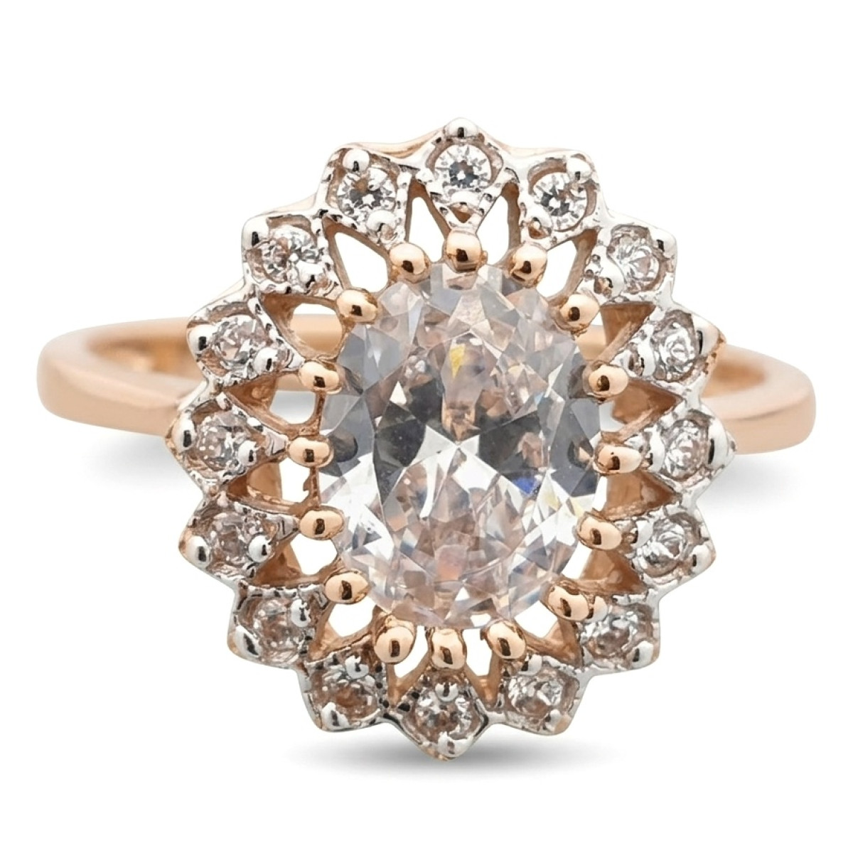 Sieviešu zelta gredzens (893), Ar acīm, Zelta standarts: 585, Produkta foto svars: 3.17 g, Dārgakmeņi: Cirkons - Rotājumlietas internetā