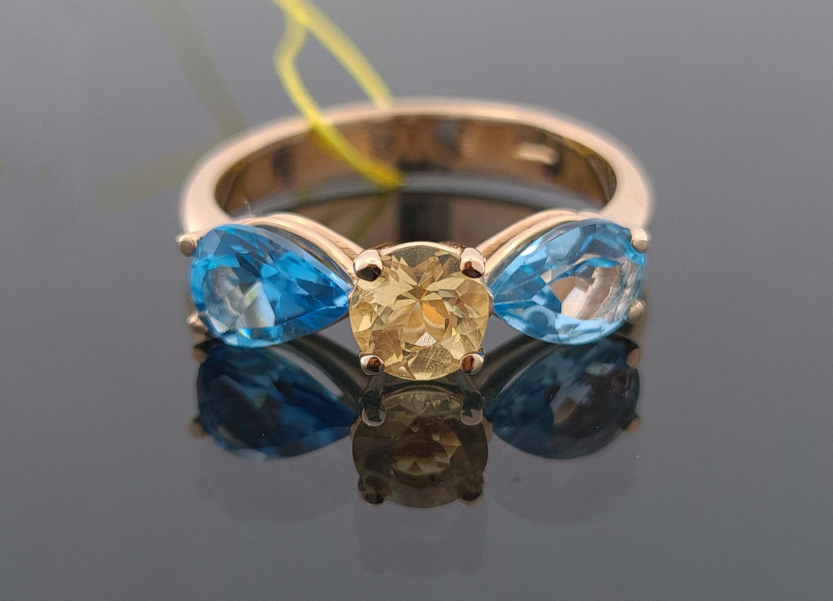 Auksinis žiedas "Spalvingasis kaspinėlis" (608) 1